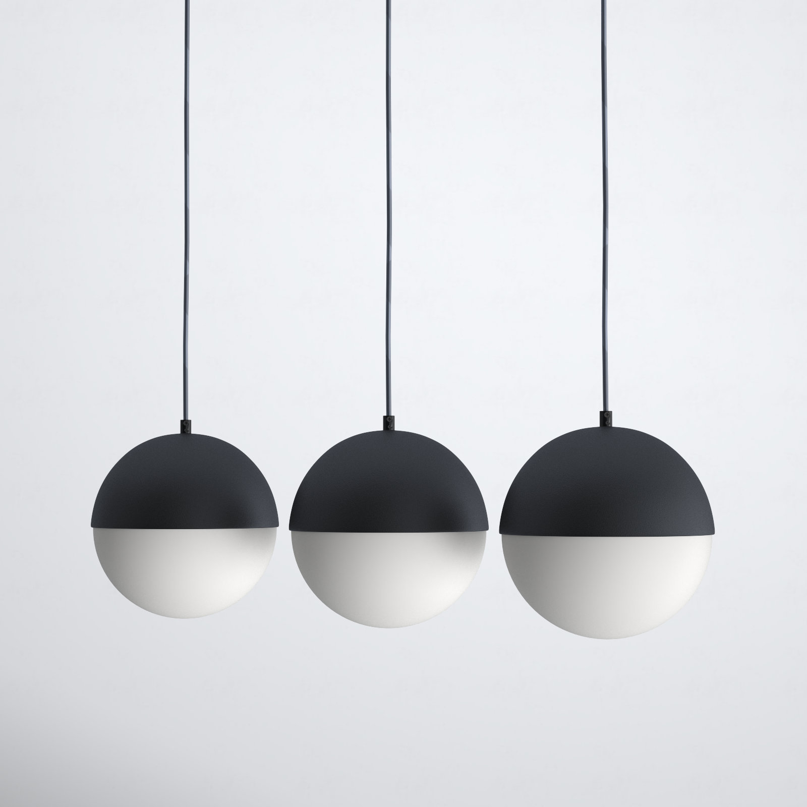 Hastings 3 Light Glass Dimmable Pendant, Black