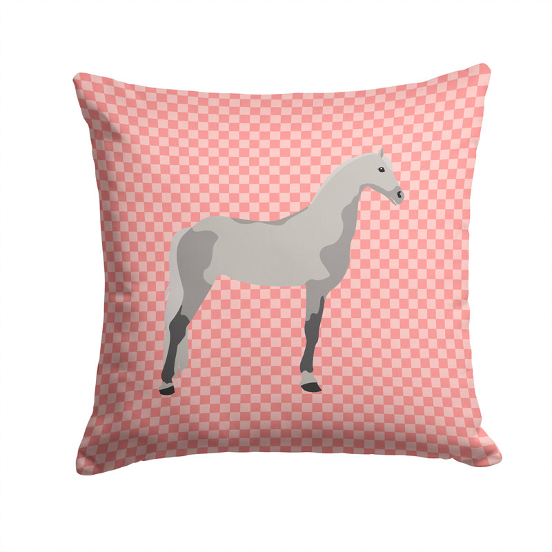 Coussin extérieur en tissu à contrôle cheval, 14 po x 14 po, Rose