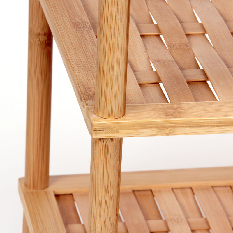 Lightweight Bamboo 5-Tier Shoe Rack with Basket Weave Shelves