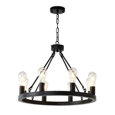 Heritageburst 58 In.8-lights Black Candle Chandelier With Adjustable Chain(bulb Not Included)
