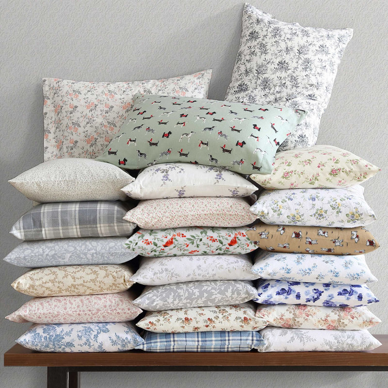 Brushed Cotton Flannel Sheet Set, Queen Sheet Set with 2 Pillowcases, Vanessa Gray