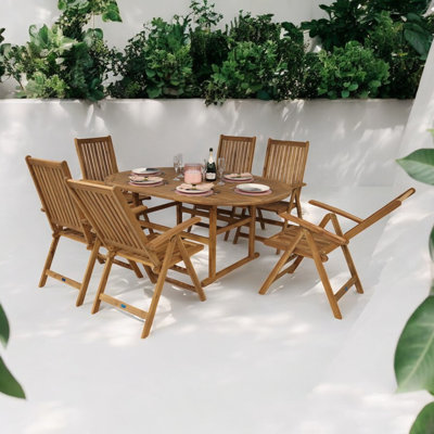 FSC 1 Turnbury 7pc Dining Set - Turnbury 120/180 x 120cm Extension Table with 6 Manhattan Recliner Chairs