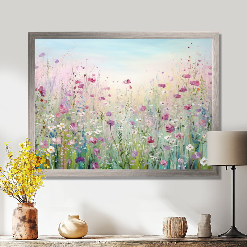 Art sur toile, "Fleurs sauvages", Cadre photo unique, H 12 po x l 20 po, Argent argent