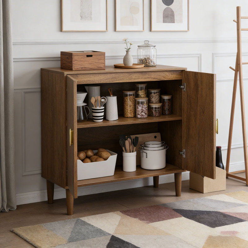 Buffet en noyer avec rainures