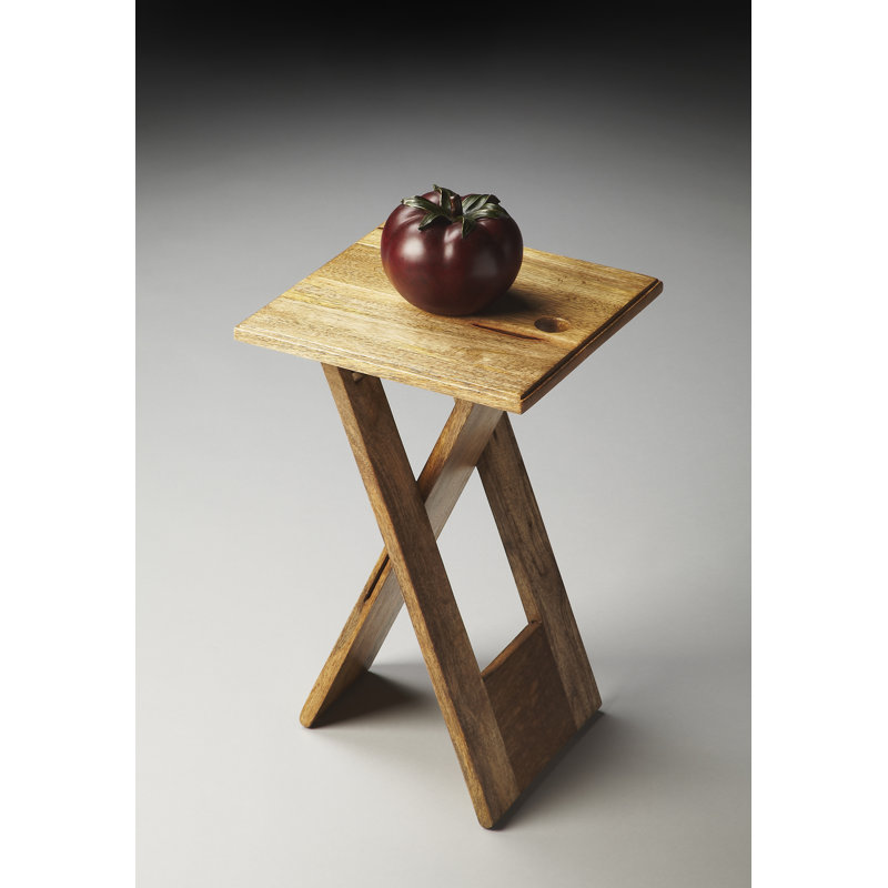  Hammond 11,75 po W Table d'appoint pliante carrée en bois naturel, Bois naturel, Bois naturel