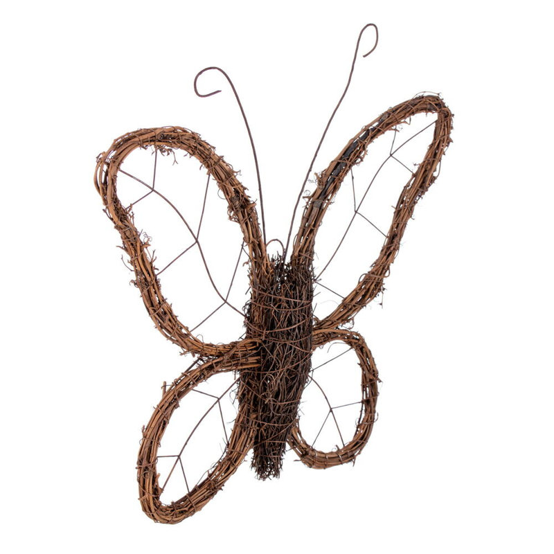 Vickerman 13"H Butterfly Outline Wreath. Made of natural twigs. Measures 13" tall by 15" wide. It is the perfect base for your seasonal front-door decor.