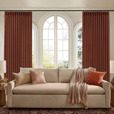 YZ Home Pinch Pleated Linen Curtains 2 Panels Set, Light Filtering Linen Blend Sheer Drapes Memory Trained Pleated Curtain Back Tab with Hooks Rings for Living Room Bedroom