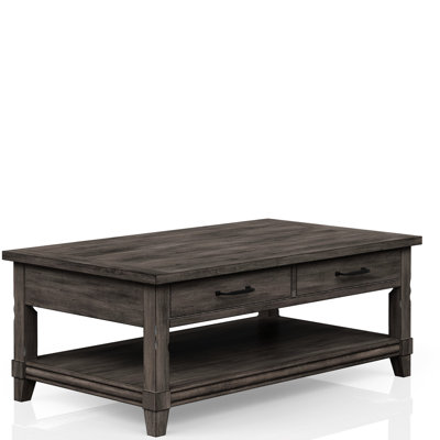 Rustic Gray Lift Top Cocktail Table With Practical Storage Shelf And - Solid Wood + Storage, Color, 117.18 Lb Weight