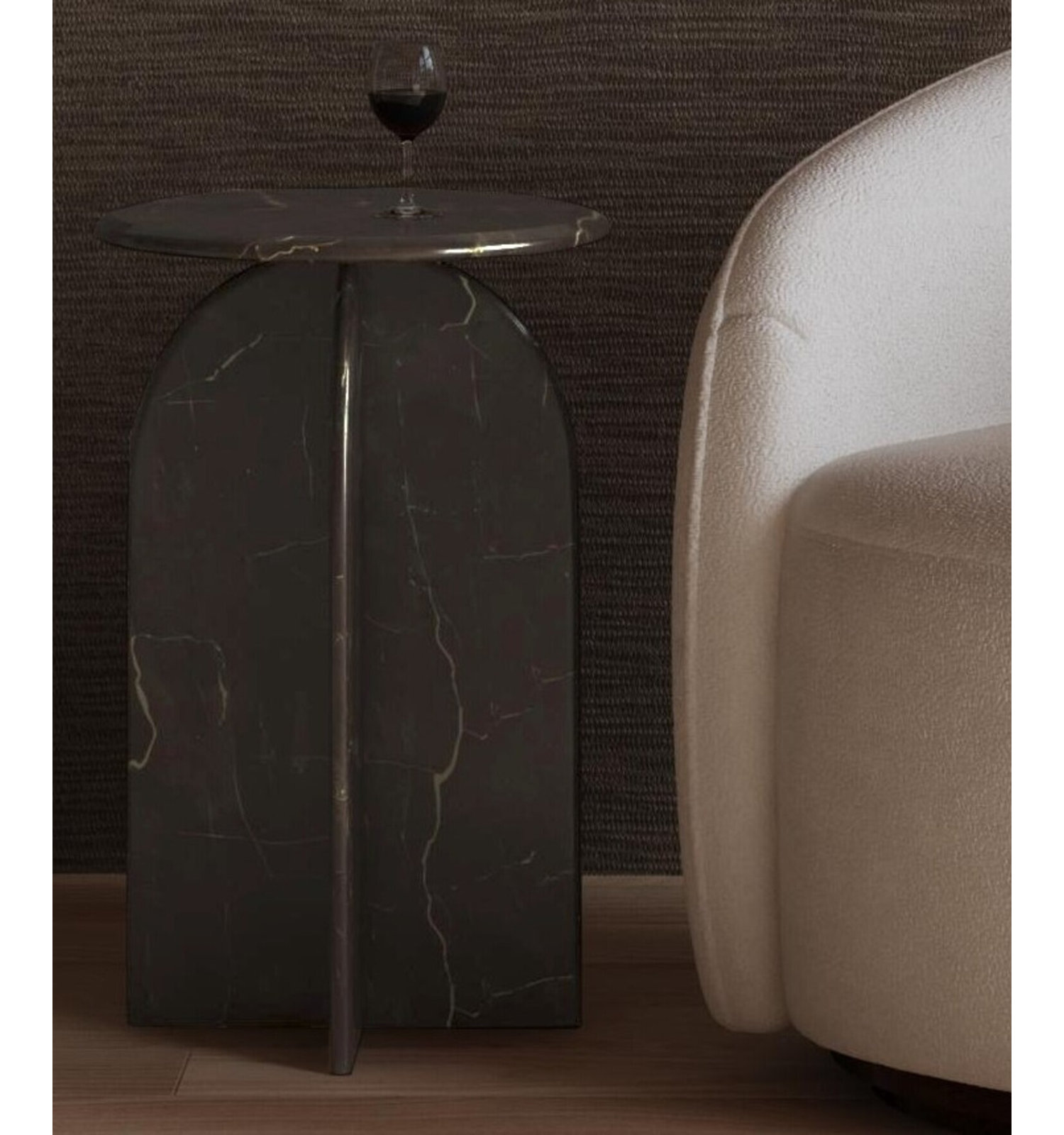 Aquitaine 16" Genuine Marble End Table, Brown