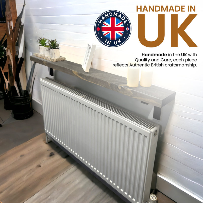 Ryesha Wood Radiator Shelf, Driftwood, 4.5cm H x 100cm W x 14.5cm D