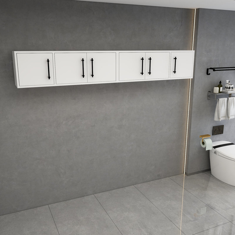 Armoire murale supérieure Victoria (double), H 13,8 po x l 84 po x P 12 po, Blanc lustré