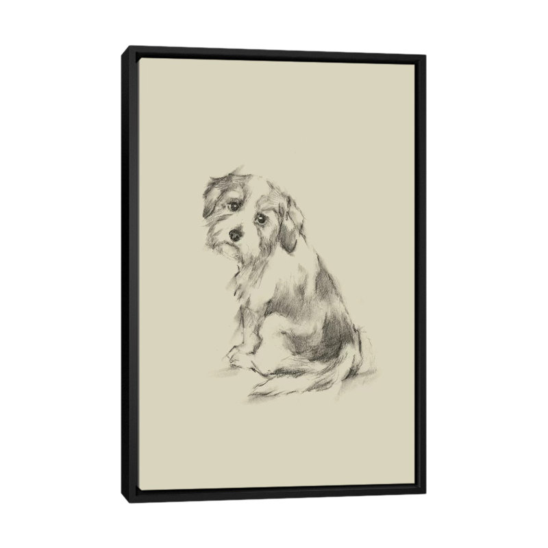 « chiot dog eyes iii », reproduction sur toile tendue Ethan Harper, Toile avec cadre noir, Pas de tapis