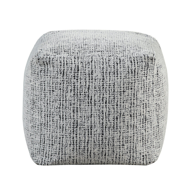 Square Non-Slip Pouf In Chenille - Modern Home Interior Element Upholstered Footstool Living Room