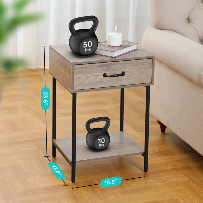 16.93'' W Nightstand, Gray