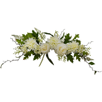 32" Cream Dahlia Rose Hydrangea Swag