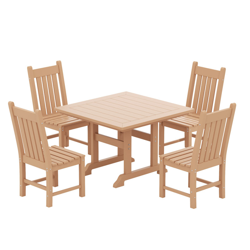 Laguna 4 - Person Patio Dining Set with Square Table, Teak