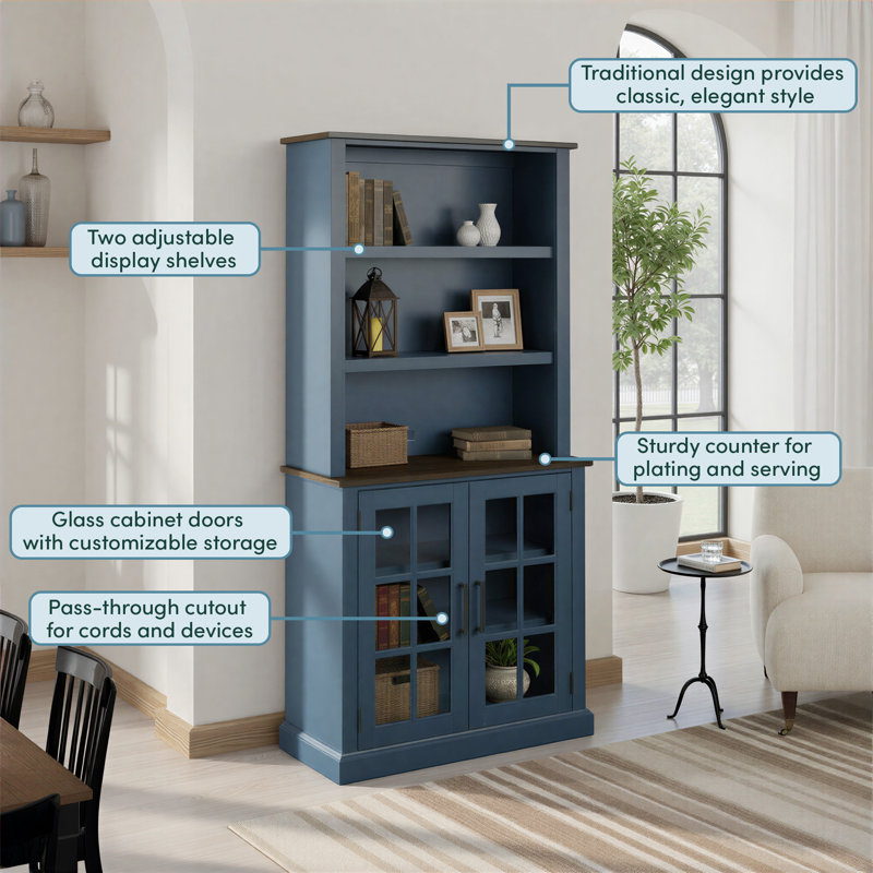 Truby 36'' Sideboard with Bar Hutch, Fontana Blue