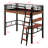 Metal  Loft Bed With Built-In Desk, Storage Shelf And Ladder, Space-Saving Design-1892645323