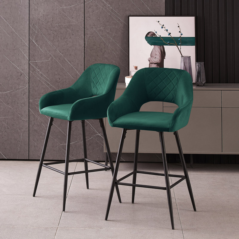 Ensemble de 2 tabourets de bar en cuir, Vert