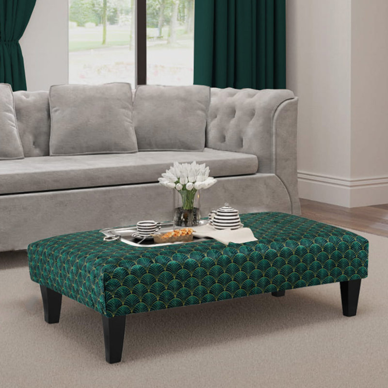 Holweg 100cm Wide Velvet Rectangle Ikat Cocktail Ottoman