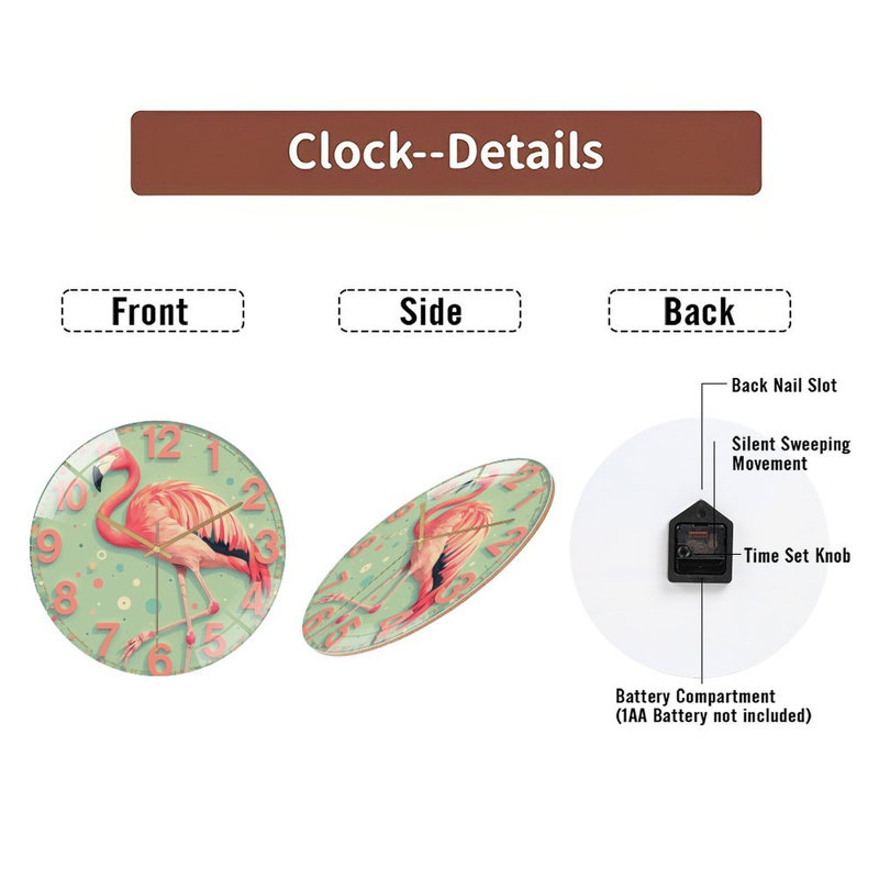 Horloge murale flamant rose 12 po
