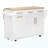 59.3" Kitchen Island With Storage 2 Pull Out Cabinet Organizers & Rubber Wood Drop Leaf, Rolling Kitchen Island With Trash Can Storage, Power Outlet, Spice & Towel Rack For Kitchen, Dining, White-529151025