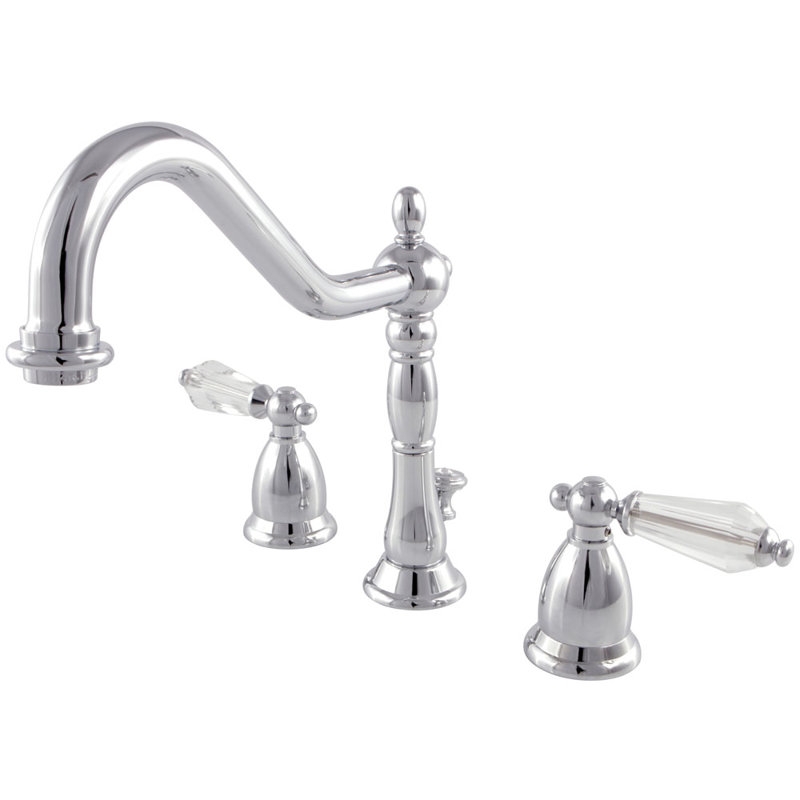 Robinet de salle de bain espacé à deux poignées à 3 trous avec bonde escamotable en laiton Kingston, Chrome