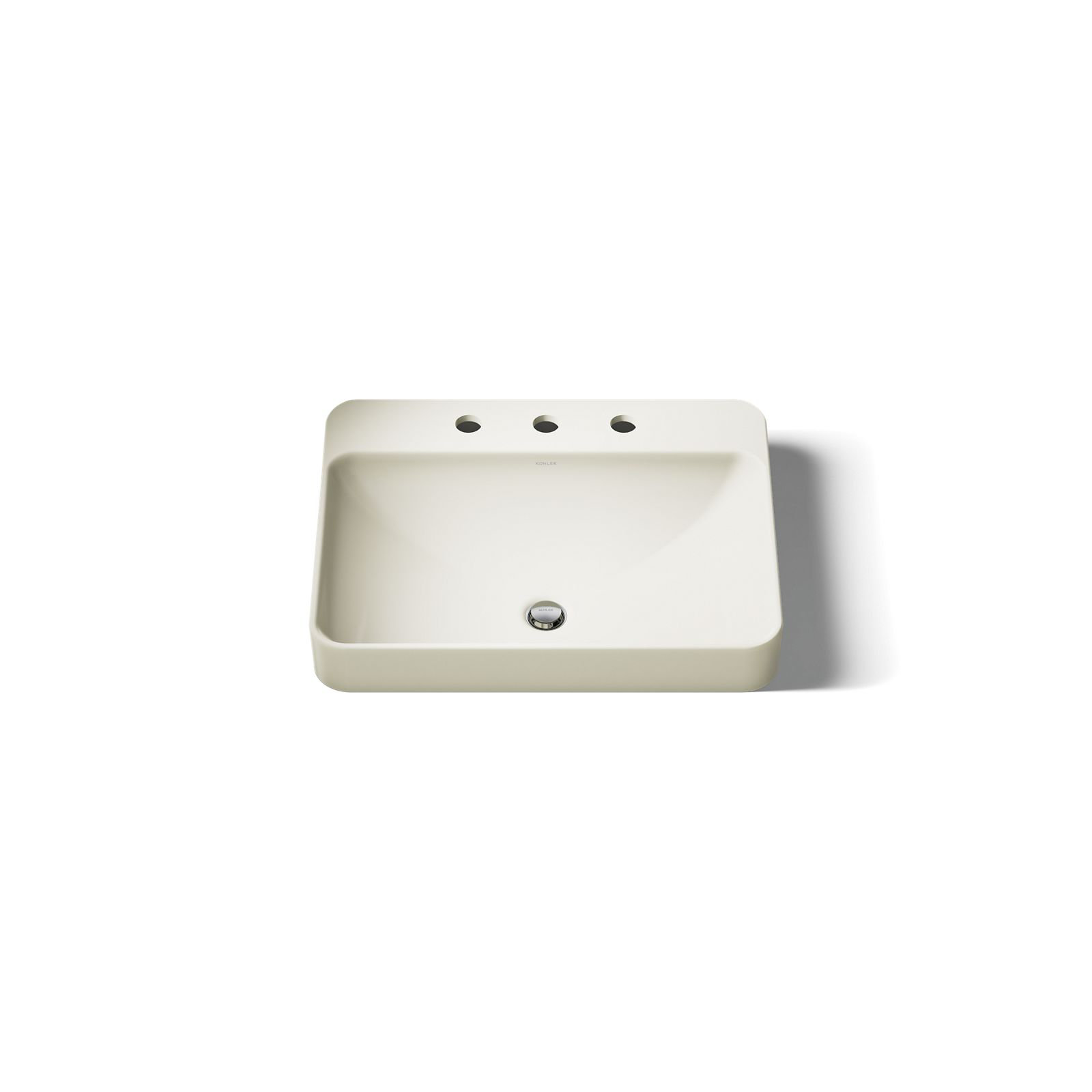 Vox Vitreous China Rectangular Vessel Bathroom Sink with Overflow, Biscuit, 3