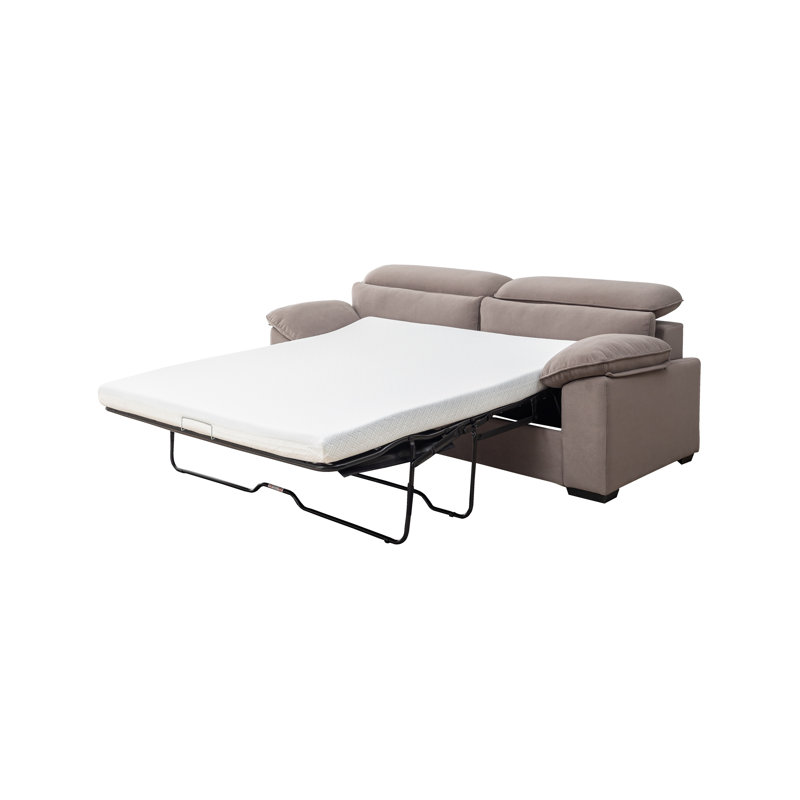 Canapé-lit convertible gris Mid-Century moderne, canapé 2 places en polyester avec surface pour grand lit