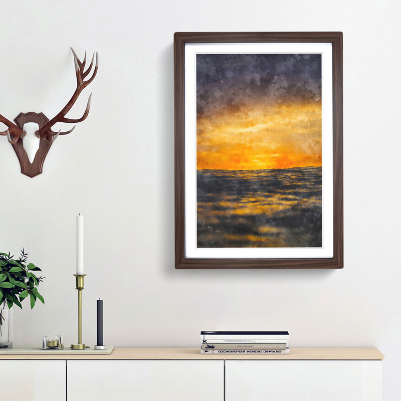 Ocean Of Clouds Abstract - Single Picture Frame Painting on MDF, Walnut Framed, 33cm H x 24cm W x 2cm D