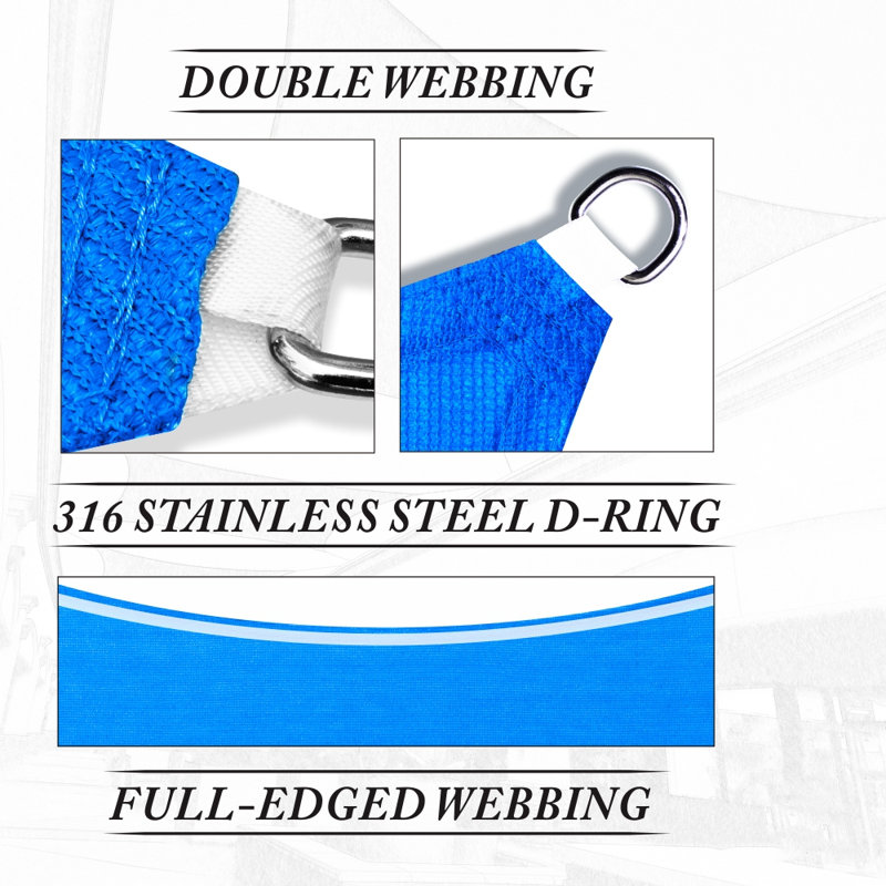Colourtree Sun Shade Sail Rectangle Canopy Fabric Cloth Screen, Water Permeable & UV Block UPF50, Blue, 10 ft. x 13 ft.