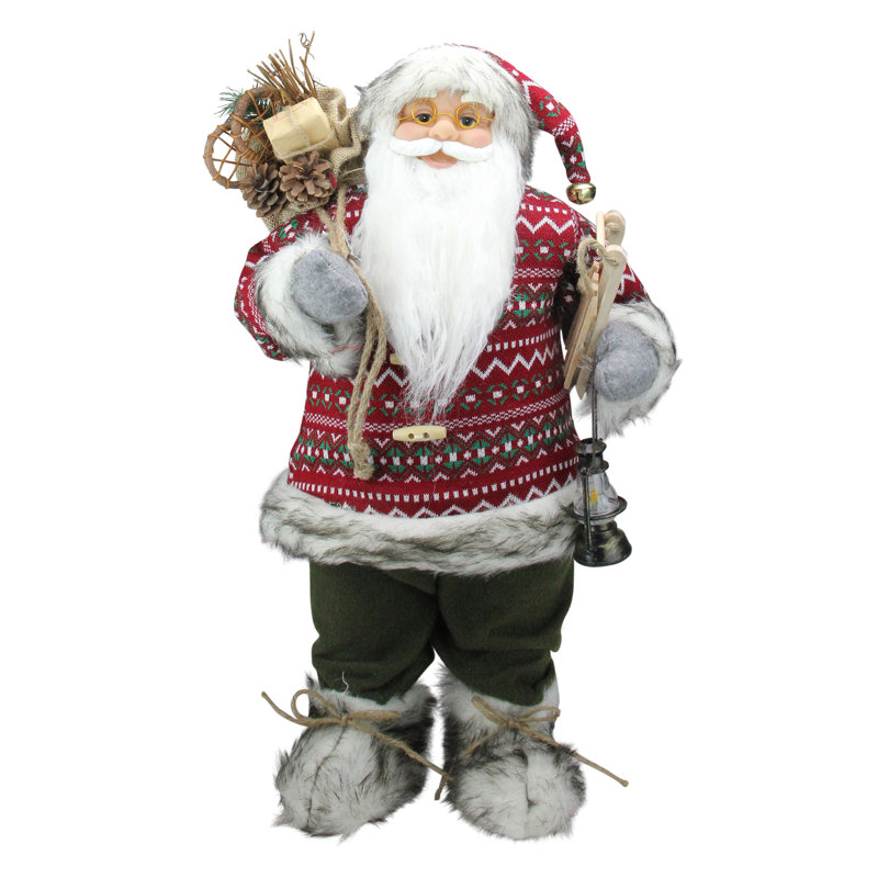 Figurine de père Noël 24 po avec traîneau à neige et sac-cadeau 24 po Nordic