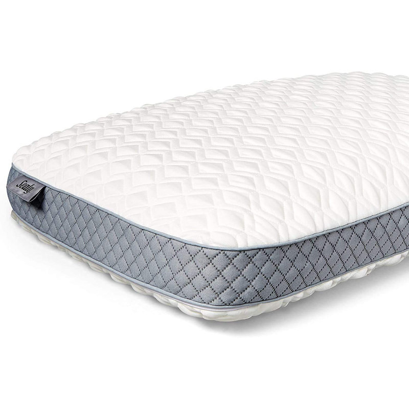 Standard White and Gray Memory Foam Bed Pillow with Washable Knit Cover