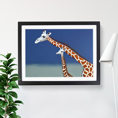 Mother And Baby Giraffe - Framed Print