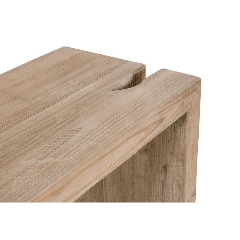 Reclaimed Pine Smoke Gray Console Table with Metal Accents