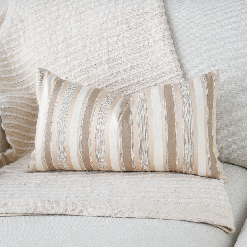 Textured Beige Striped Silk