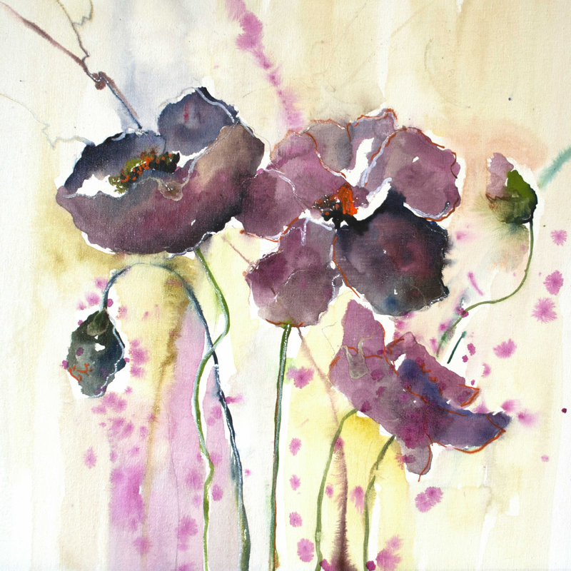 Plum Poppies II, H 20 po x l 20 po x P 1,25 po