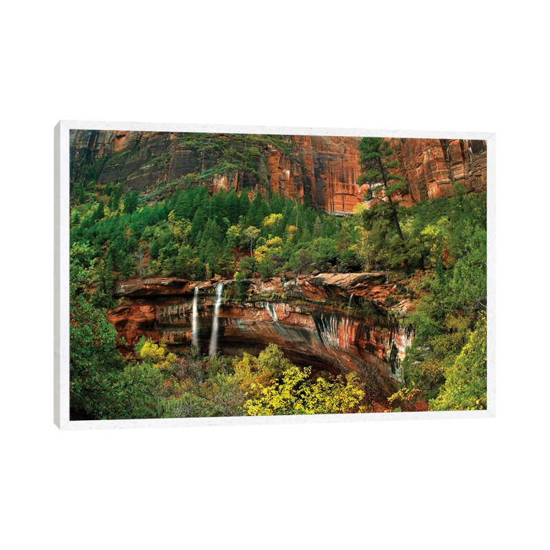 Cascades Tumbling At Emerald Pools Note The Black Streaks Called Desert Varnish Zion National Park by Tim Fitzharris - Gallery-Wrapped Canvas Giclée on Canvas