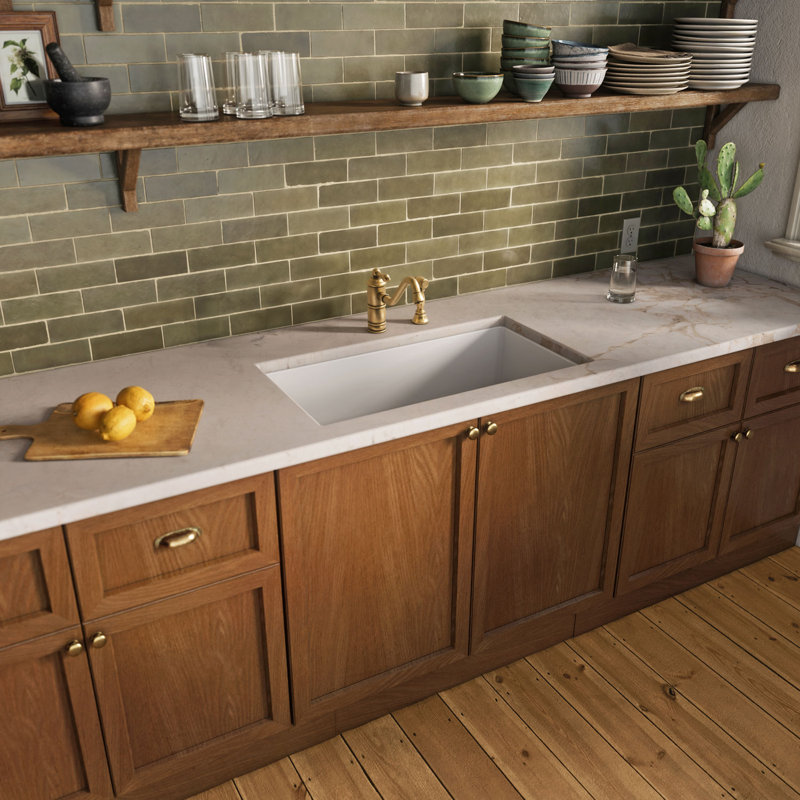 Whitehaus Collection Undermount Single Bowl Fireclay Kitchen Sink with Stainless Steel Grid, 10" H x 32" L x 19" D