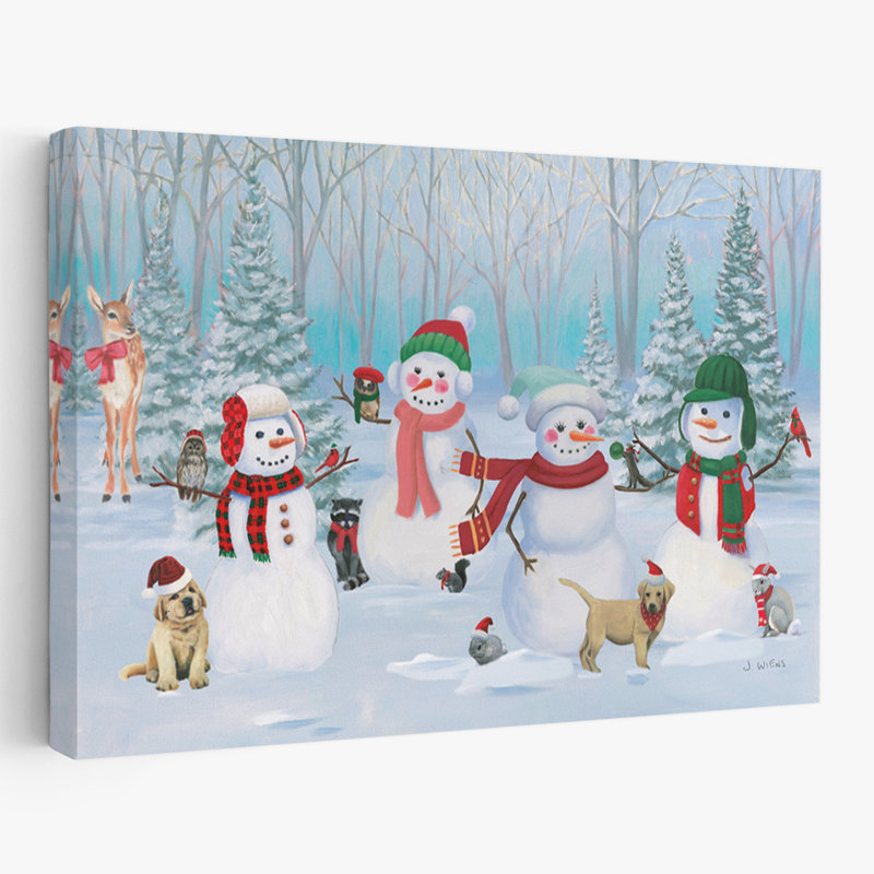 Habillé pour Noël V - animaux, oiseaux beiges, art bleu, H 16 po x l 24 po