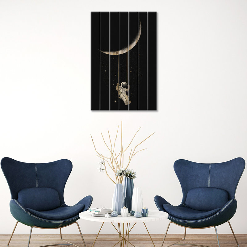 Moonachie Moon Swing - impression sur bois sans cadre, H 26 po x l 18 po x P 1,5 po