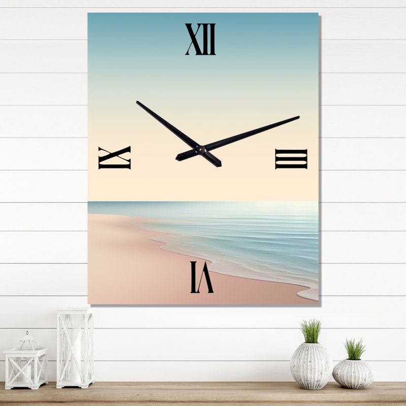 Horloge murale bord de mer - Océan Whisper Blue Beach Harmony, Très grand