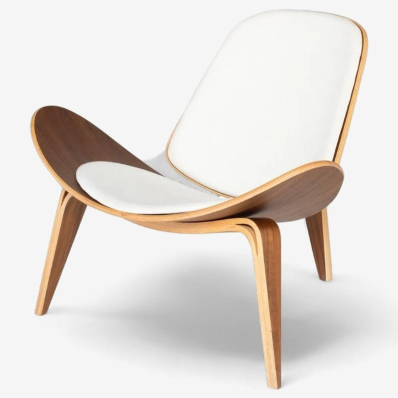 Carrehera Tripod Lounge Chair, White Faux Leather