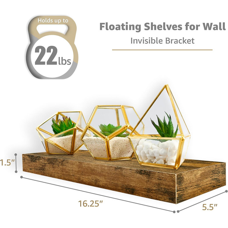 Floating Shelves Set Of 4 - Wall Mounted Shelves For Bedroom, Kitchen, Bathroom, Living Room - Farmhouse Style Home Decor - Over The Toilet Storage - 24 X 9 Inch Rustic Wood Floating Shelves