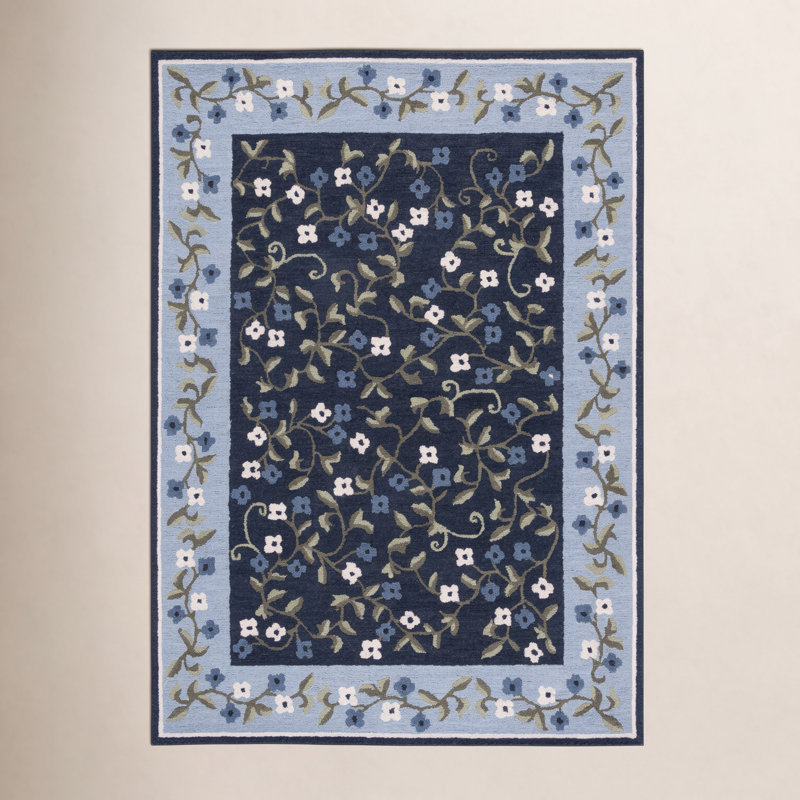 Sadee Martha Stewart Hand Tufted Wool, Cotton Floral Outdoor Rug, Rectangle 9' x 12'