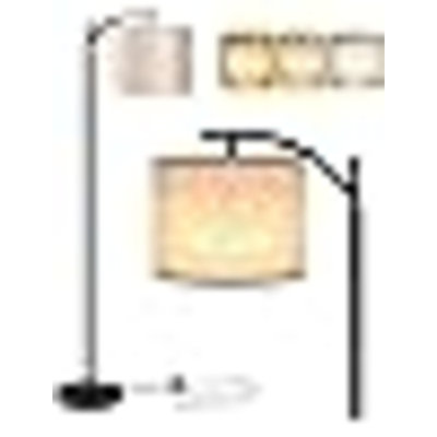 Lampe sur pied pour le salon avec ampoule DEL à 3 températures de couleur, lampe sur pied industrielle haute pour la chambre à coucher, bureau (ampoule DEL 9 W, abat-jour beige inclus) - Noir