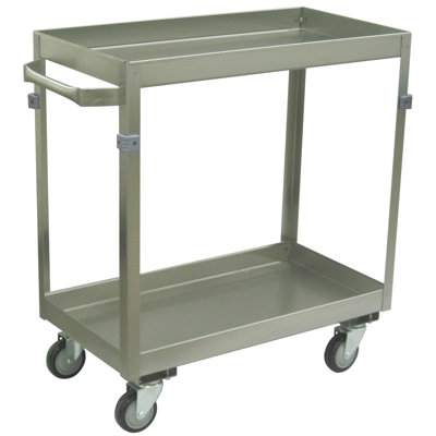 Chariot utilitaire 2 tablettes, lèvres avec roulettes