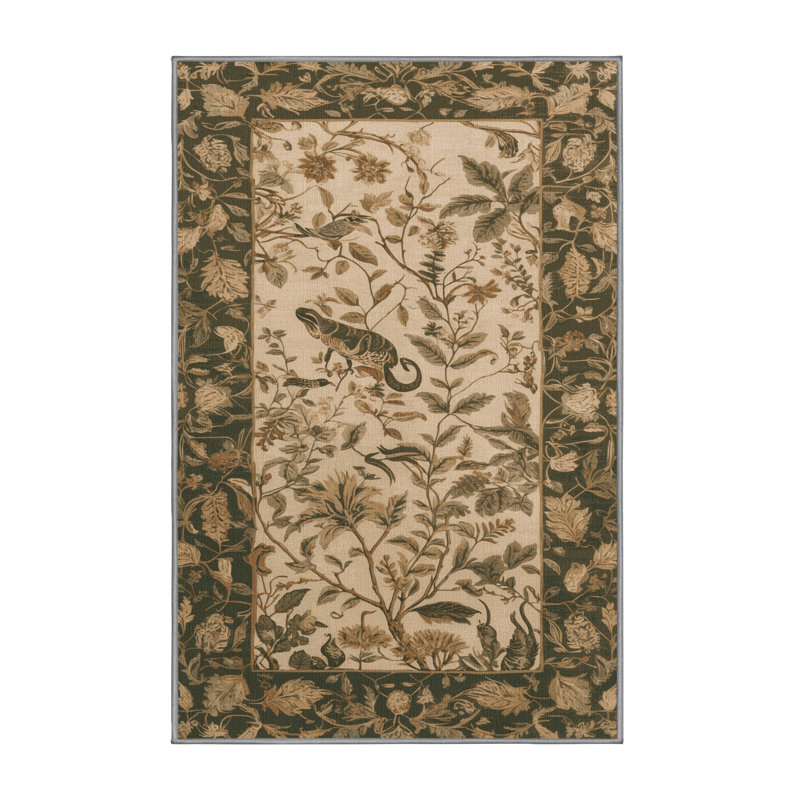 Machine Washable Nature Brown Area Rug, Rectangle 3' x 5'