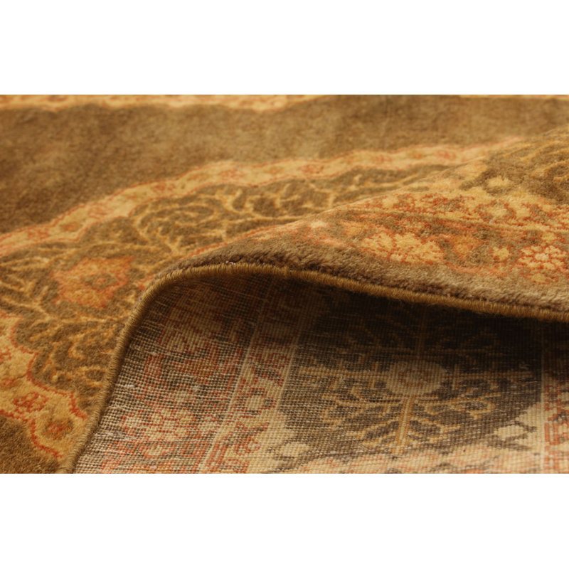 Tapis de zone en laine brun foncé 3 pi 1 po x 5 pi 1 po one-of-kind à la main noué la new age 18/20 pako