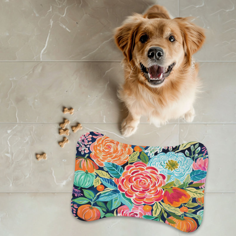 Art floral citrouille - tapis d'alimentation en os 1 pièce